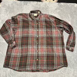 Red Head Flannel Shirt Mens 4XL Plaid Green Red Button Hunting
